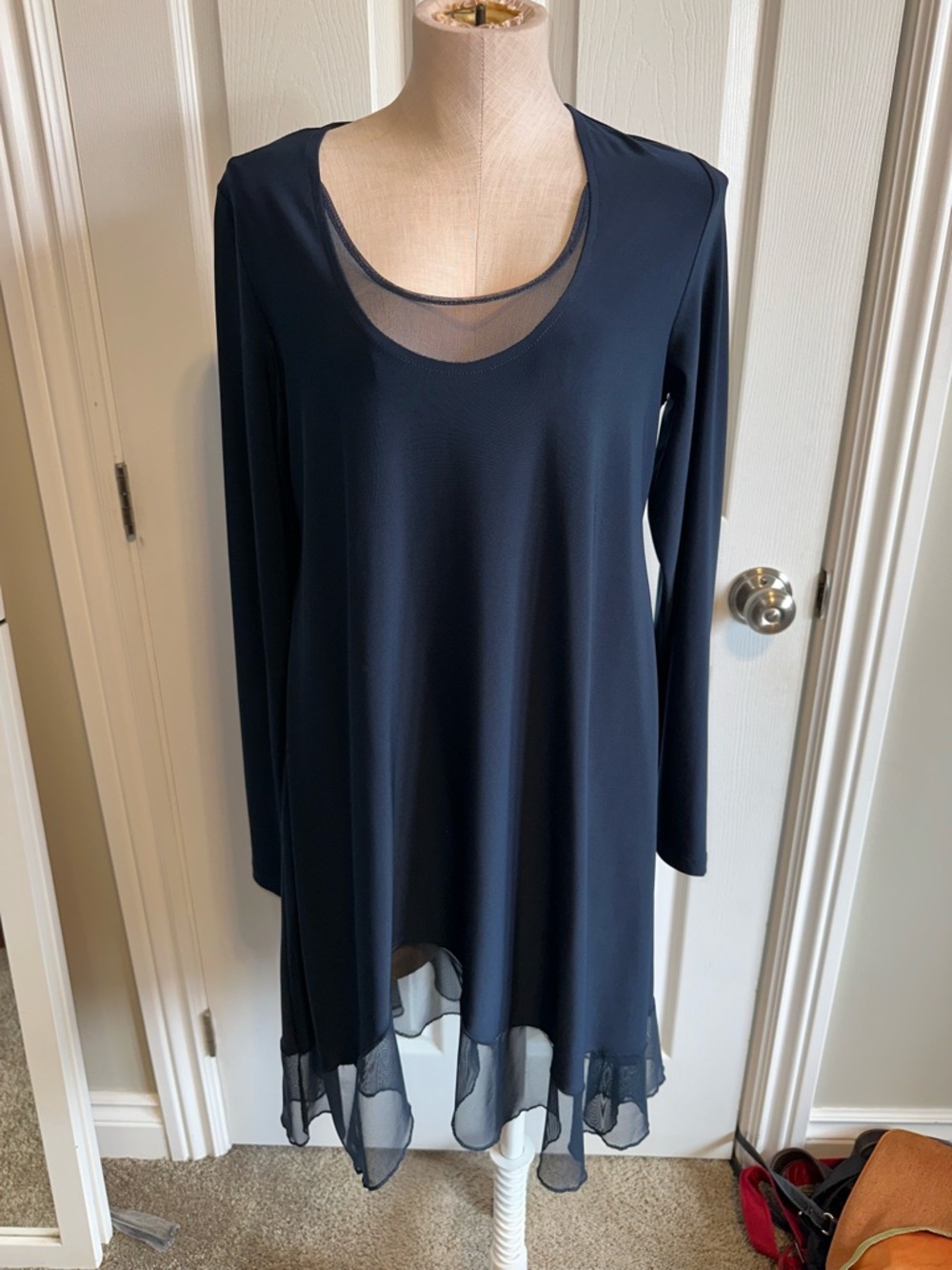 Sympli Navy Layered Sheer Hem Tunic